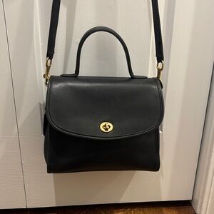 Vintage Coach Black Leather Handbag